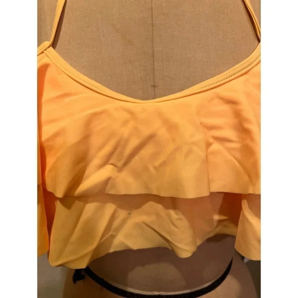 IFFEI Double Ruffled Halter Bikini Top Yellow NWT Size S - Picture 2 of 9